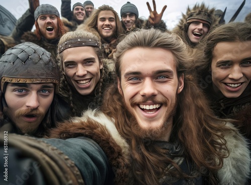 A group of people in Viking costumes at the festival © cherezoff