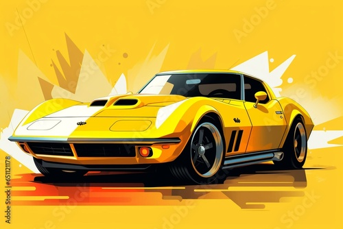 yellow sports car illustration. Generative AI