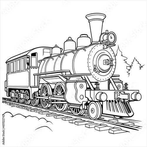 Steam locomotive coloring book for children