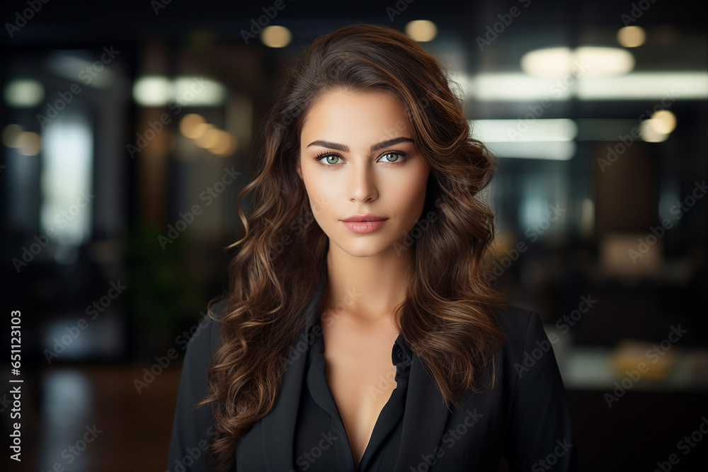 Attractive lady executive business leader manager looking at camera generative AI