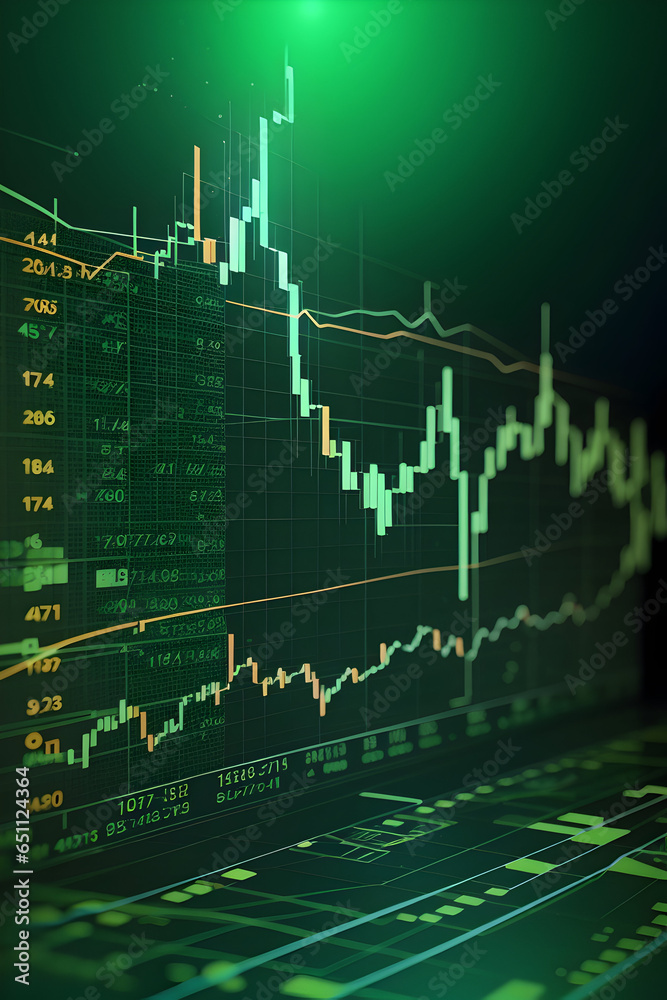 Obraz premium business and financial market graph, bitcoin
