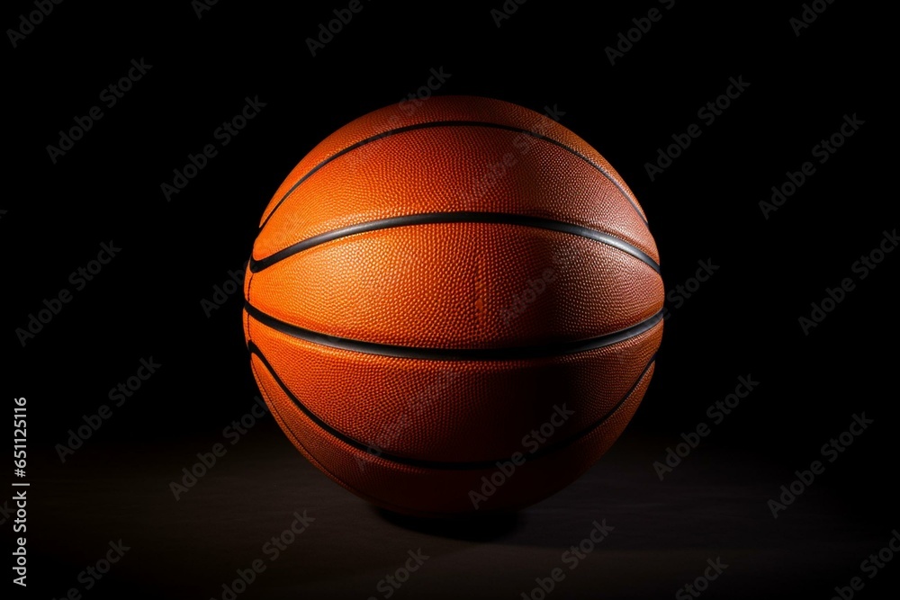 Basketball ball on black background. Generative AI