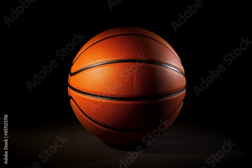 Basketball ball on black background. Generative AI © Adelais