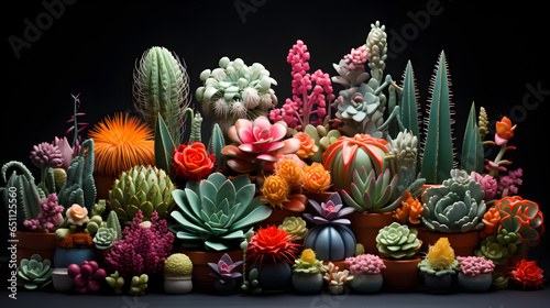Blooming cacti plants