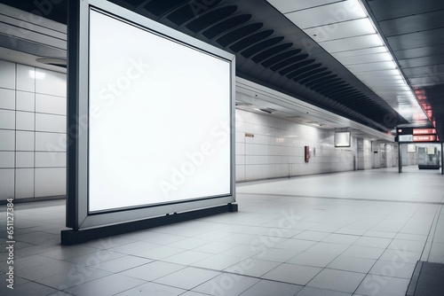 Mockup Blank Advertising Billboard in large-scale rectangular size  underground parking  metro  generative ai