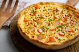 French style quiche with egg and crab surimi.