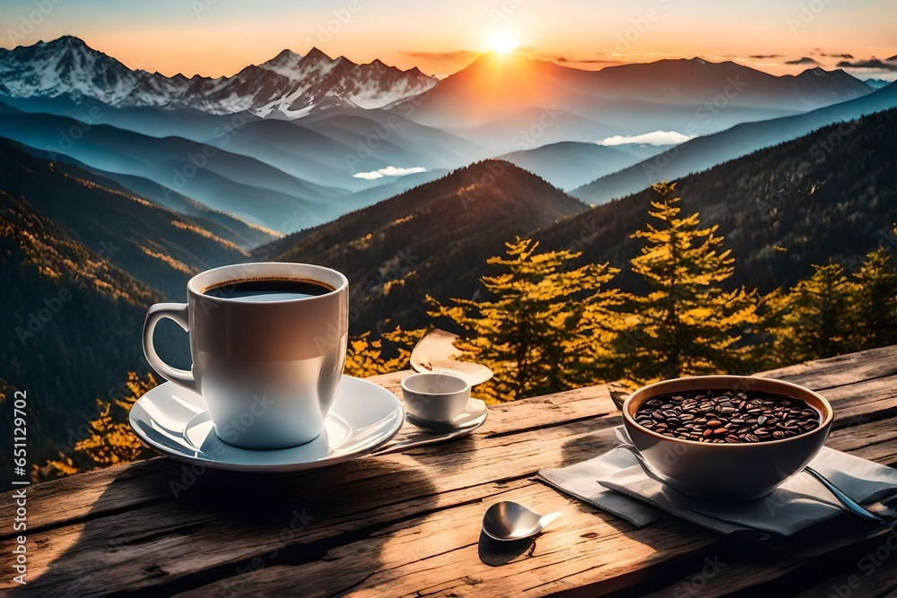cup of coffee on the mountain cup of coffee on the mountain