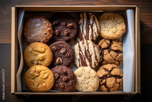 an array of cookies well-arranged in a box. Generative AI