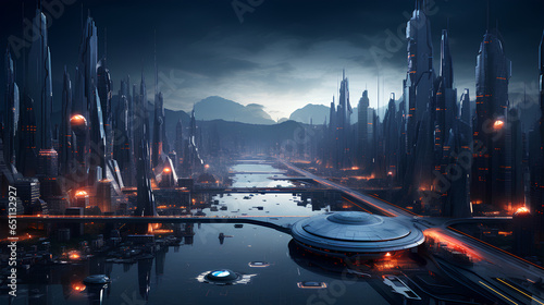 Futuristic city | AI Generated Image photo