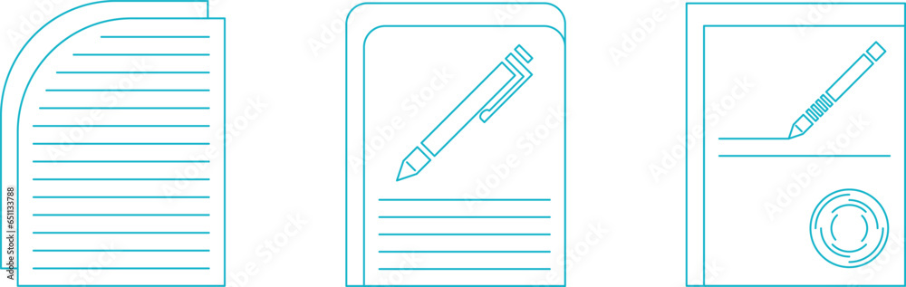 set of brushes, stationery, paper notebooks and pens, documents and signatures set of brushes, stationery, paper notebooks and pens, documents and signatures