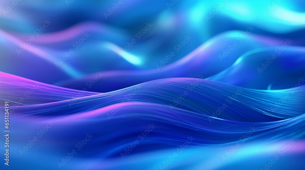 Neon glow blue and purple wavy surface futuristic technology abstract background.