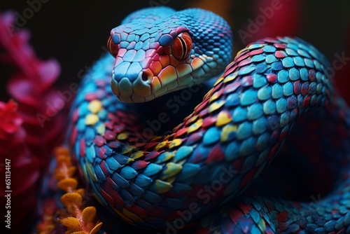 adorable multicolored serpent. Generative AI