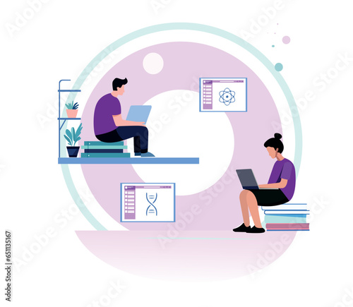 study online flat illustration design manually created
