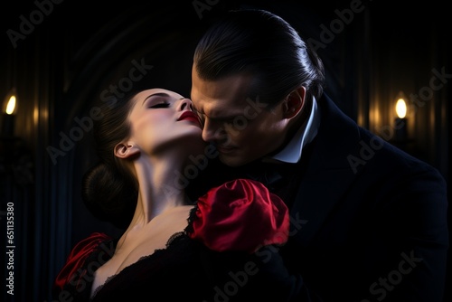 Vampiric Kiss, Dracula's Seductive Bite on Halloween Night photo