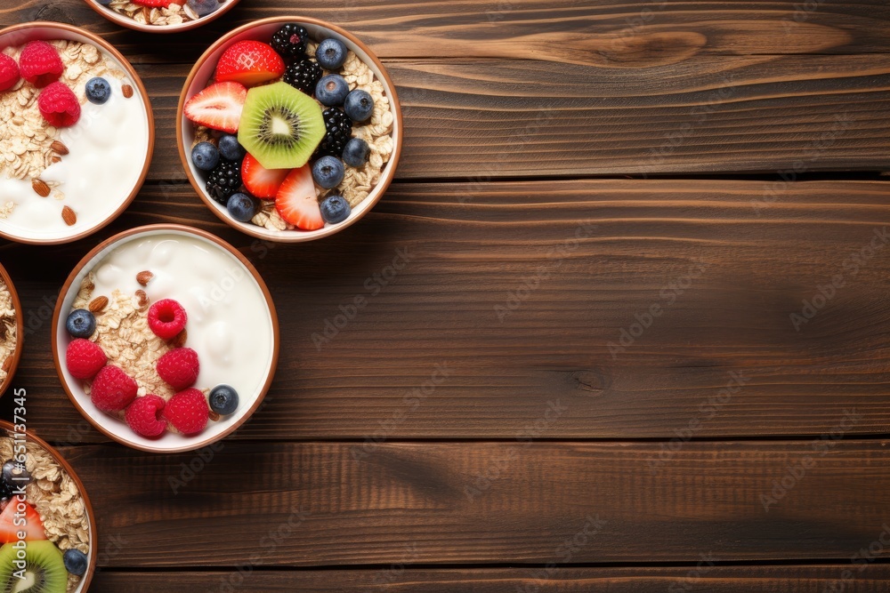 fresh tasty yoghurt musli and fruits healthy breakfast