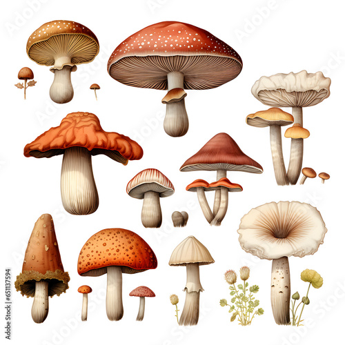 Mushroom icon set Generated AI