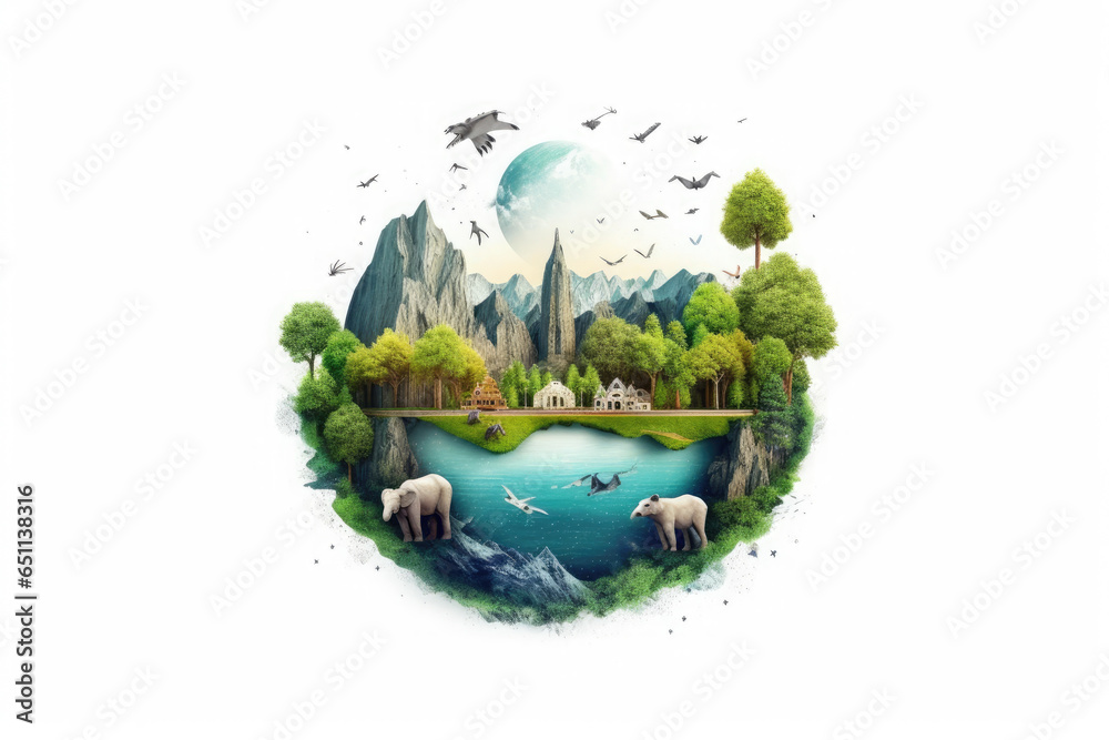 Fototapeta premium Eco theme climate change illustration, AI Generated