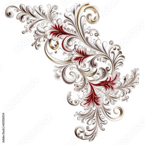 Elaborate filigree corner borders on white Background, AI Generated