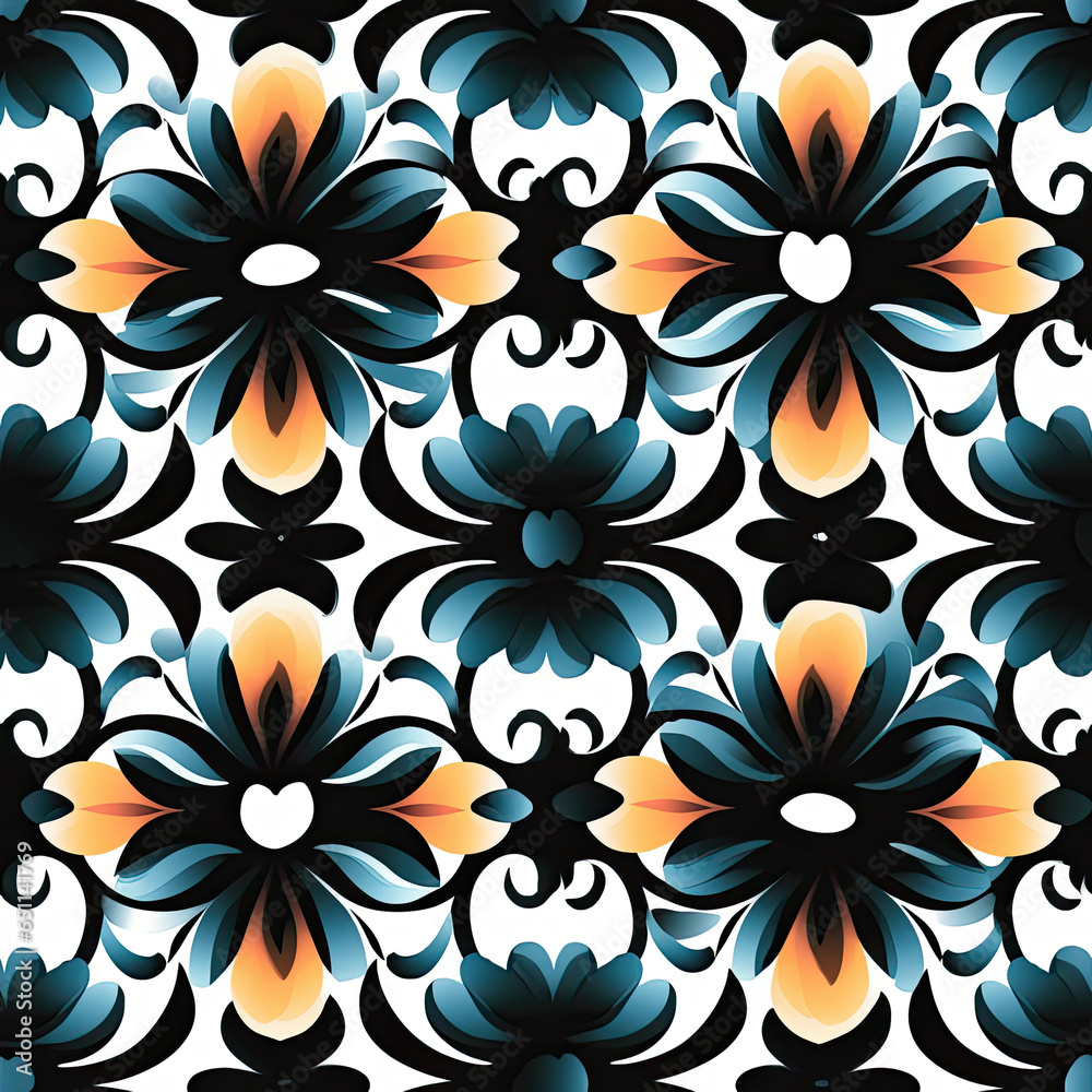 Fototapeta premium Floral Seamless pattern wallpaper, AI Generated