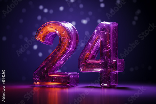 24 number design 3d violet color created with generative ai photo