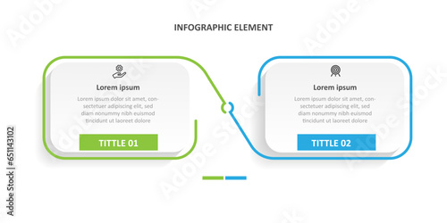 Design template business infographic vector element with 2 step options or sections 