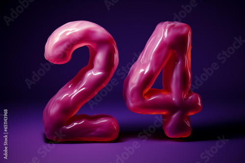 3d 24 twenty four number - Can be used for new year 2024, business, celebration, birthday, anniversary created with generative ai photo