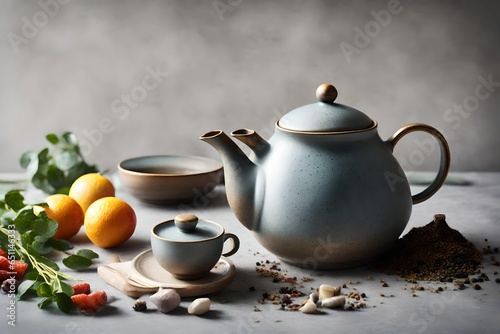 teapot and cup of tea4k HD quality photo. 