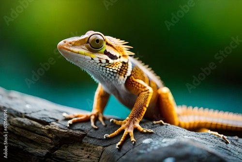 yellow lizard in wild forest © Rendi