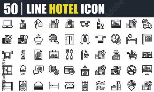 hotel icon set, line icon