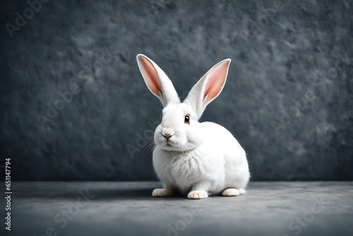 white rabbit on a black background 4k HD quality photo. 
