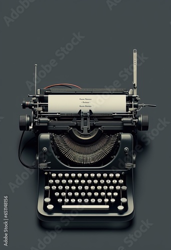 top view of a Typewriter machine with empty white paper