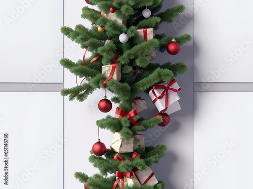 A blank white paper with a Christmas tree. Generative AI. free Stock Photo