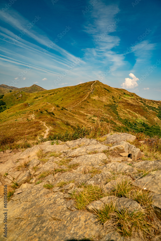A mountain range in the Bieszczady Mountains in the area of Tarnica, Halicz and Rozsypaniec.