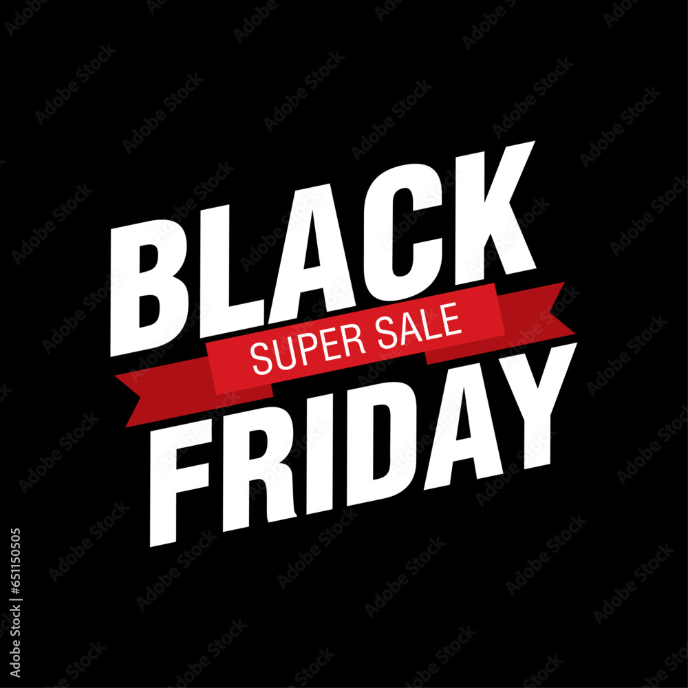 Black Friday sale banner. Modern minimalist design with black and white typography. Banner for promotion, advertising, web, social ads and ecommerce. Vector illustration. Limited time offer