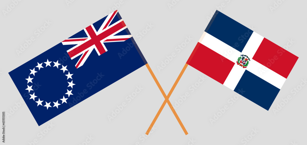 Crossed flags of Cook Islands and Dominican Republic. Official colors. Correct proportion