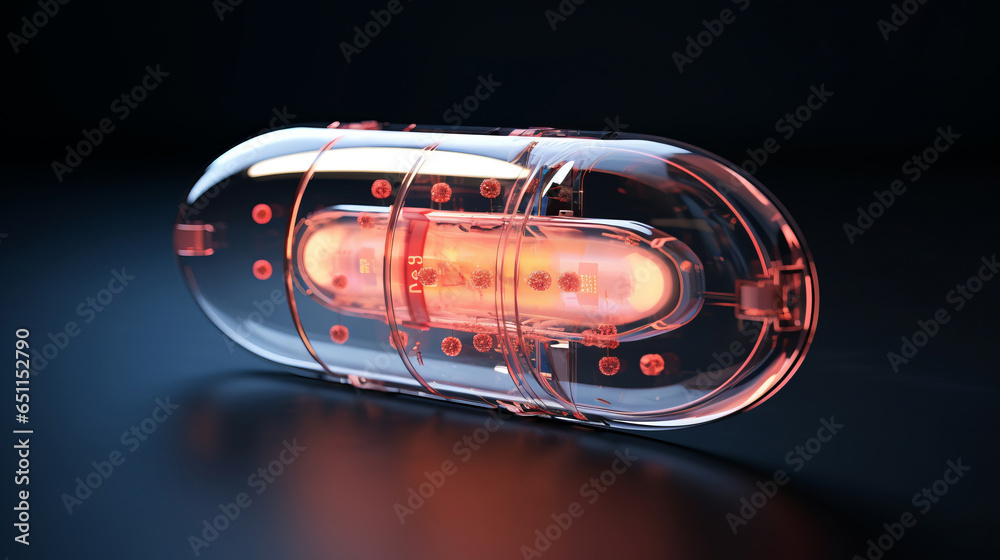 Naklejka premium Pills and medical science development for future drugs, medicine and pharmaceutical innovation