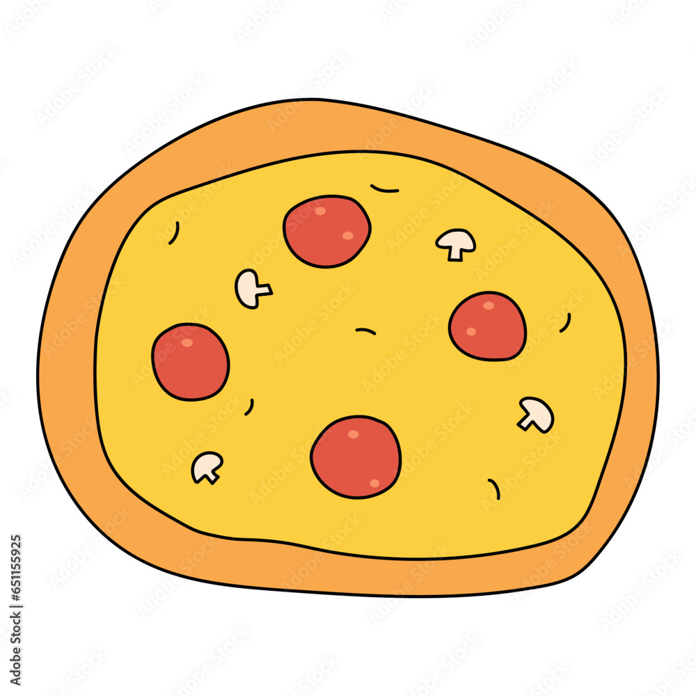 Pizza fast food icon. Food hand drawn icon. Pizza fast food icon. Food hand drawn icon.