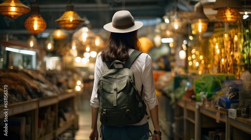 Effortlessly Chic Backpacker: Urban Life Depictions