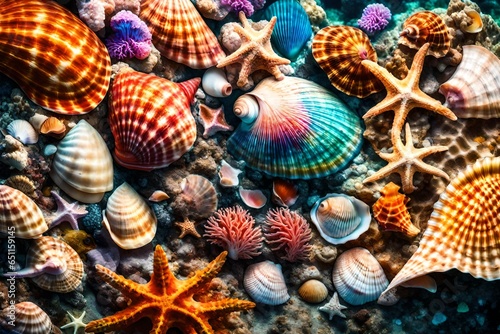 seashells on the sand4k HD quality photo. 