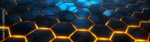Abstract minimal business background. Modern design   hexagon pattern wallpaper with glowing  neon light. Generative AI