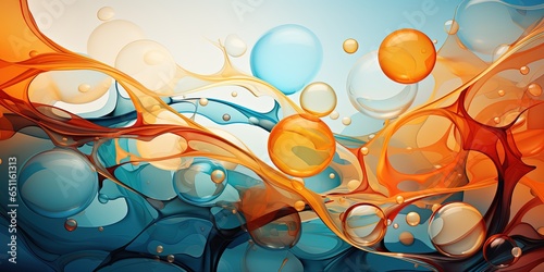 Abstract background and wallpaper of clolorful bubbles in teal - orange tones photo