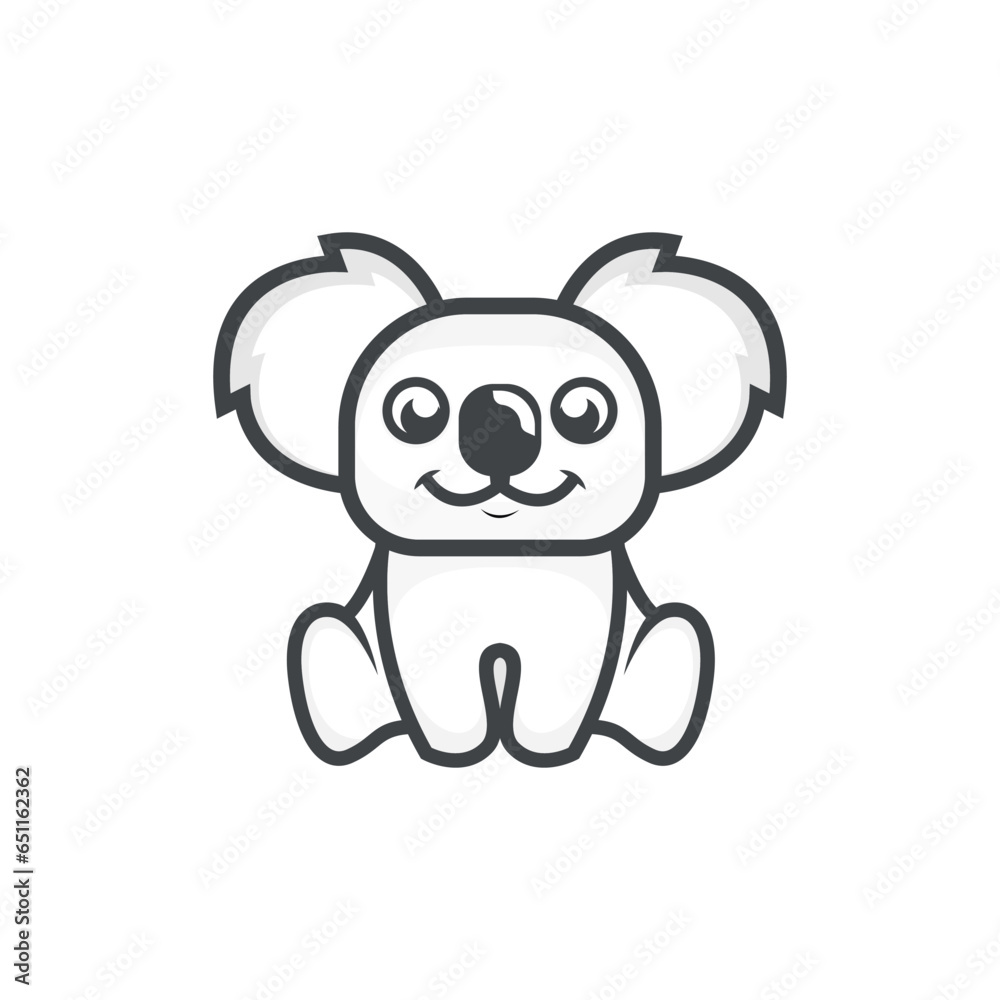 vector black and white character koala logo vector black and white character koala logo