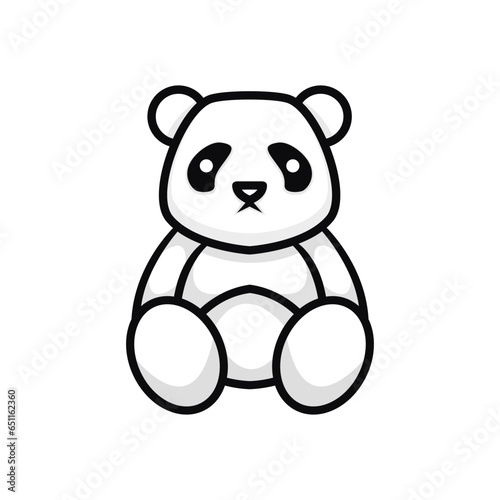 vector black and white character panda logo