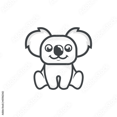vector black and white character koala logo