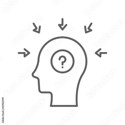 Profile with mental health line icon. Dementia illness problem. confused, Depressed, frustration, stress people. Cognitive disorder Editable stroke Vector illustration Design