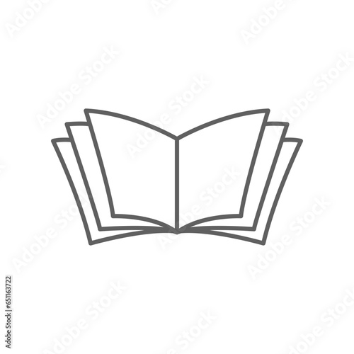 Open book outline icon. E-book, cover digital magazine, dictionary, science novel. simple pictogram for bookstore, library logo Editable stroke. vector illustration. Design