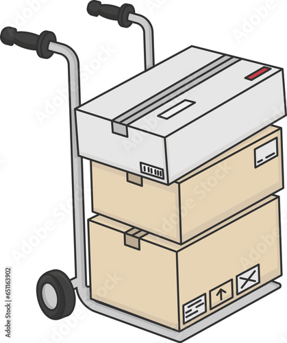 cart with boxes