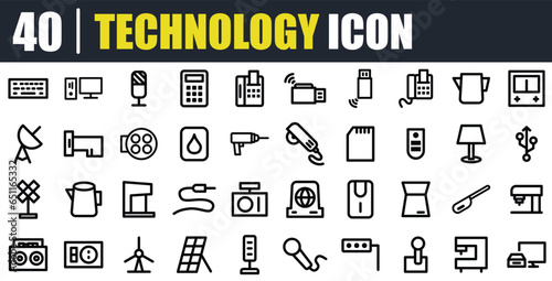  technology icon set, electronic, gadget, device