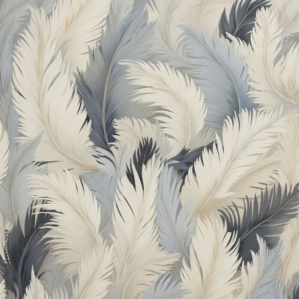feathers seamless background, white and blue color, feather, design 