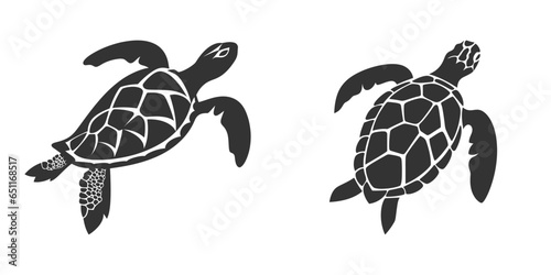 Marine green turtle silhouette. Vector illustration.